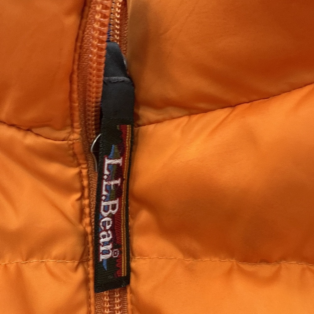 VTG Womens XL LL Bean Down Vest Puffer VC72 Orange Blue Full ZIp Pockets - Picture 3 of 7
